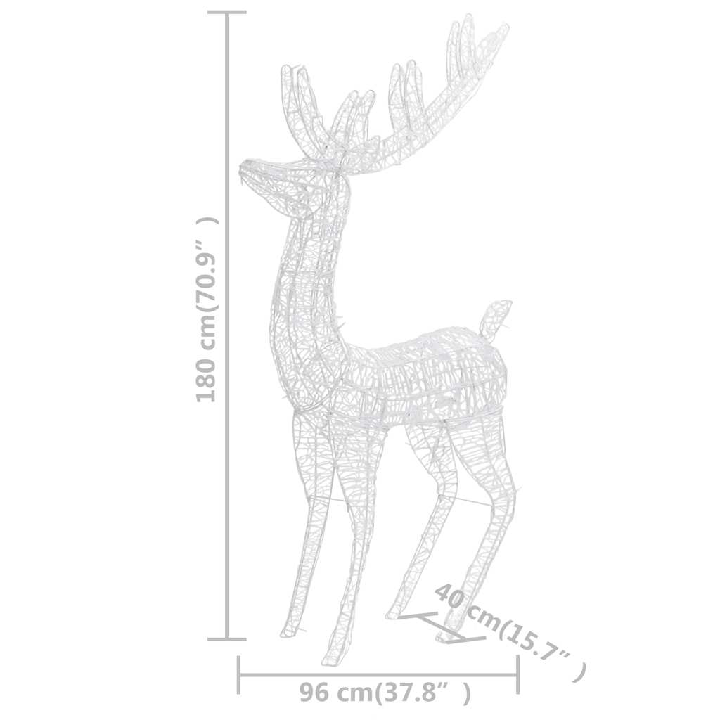 meleg fehér XXL akril karácsonyi rénszarvas 250 LED-del 180 cm