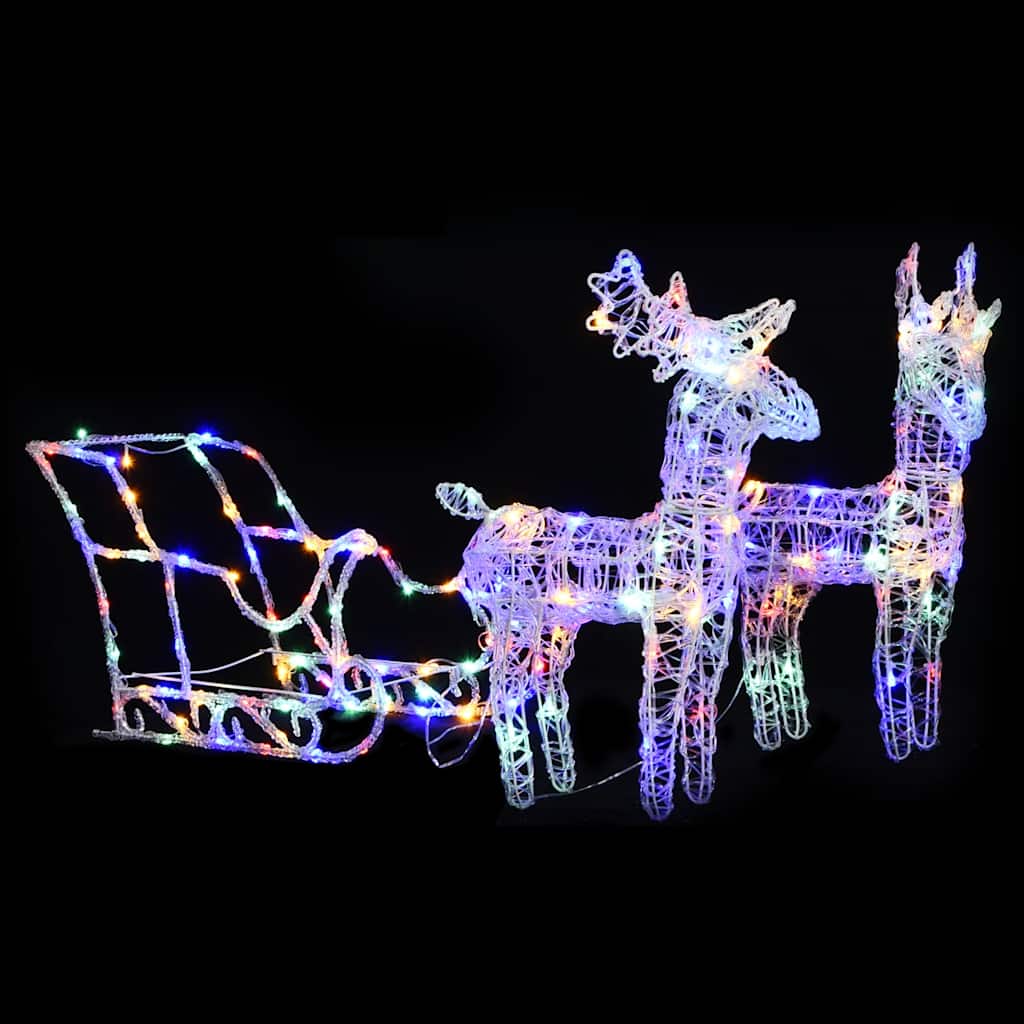 akril rénszarvasos-szános karácsonyi dísz 160 LED-del 130 cm