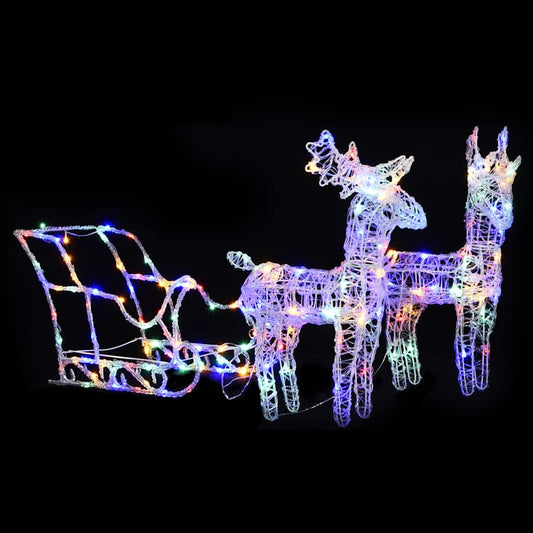 akril rénszarvasos-szános karácsonyi dísz 160 LED-del 130 cm
