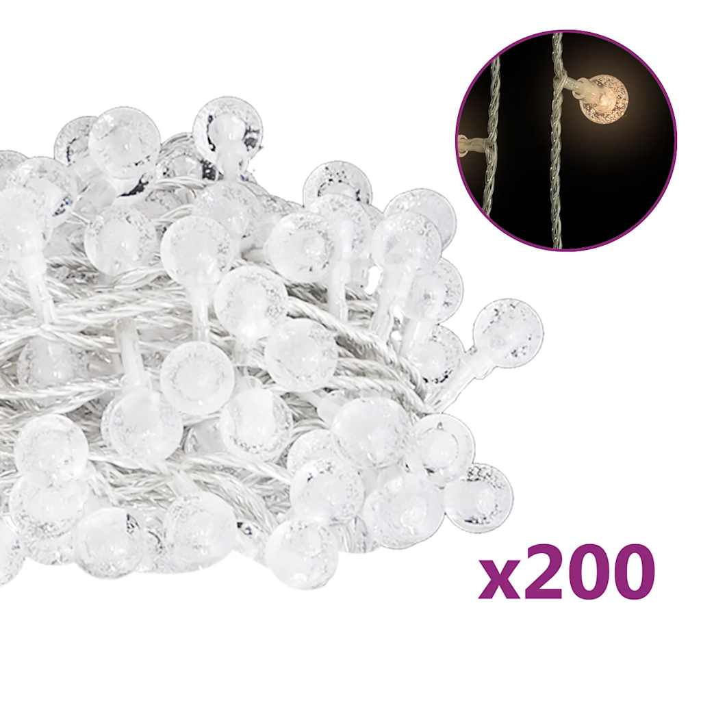 gömb alakú 8 funkciós meleg fehér tündérfényfüzér 200 LED 20 m