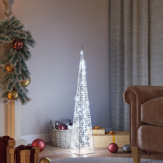 dekoratív hideg fehér fényű LED-es akril fénykúp 90 cm