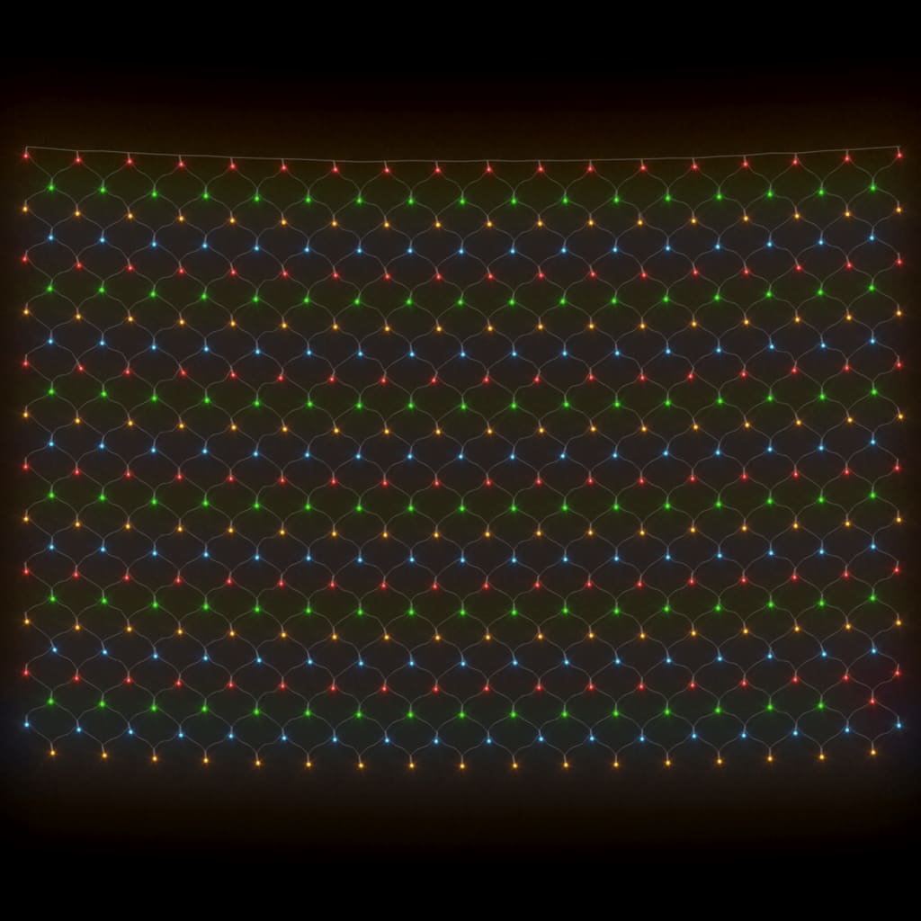 színes kültéri hálós karácsonyi világítás 306 LED-del 3 x 3 m
