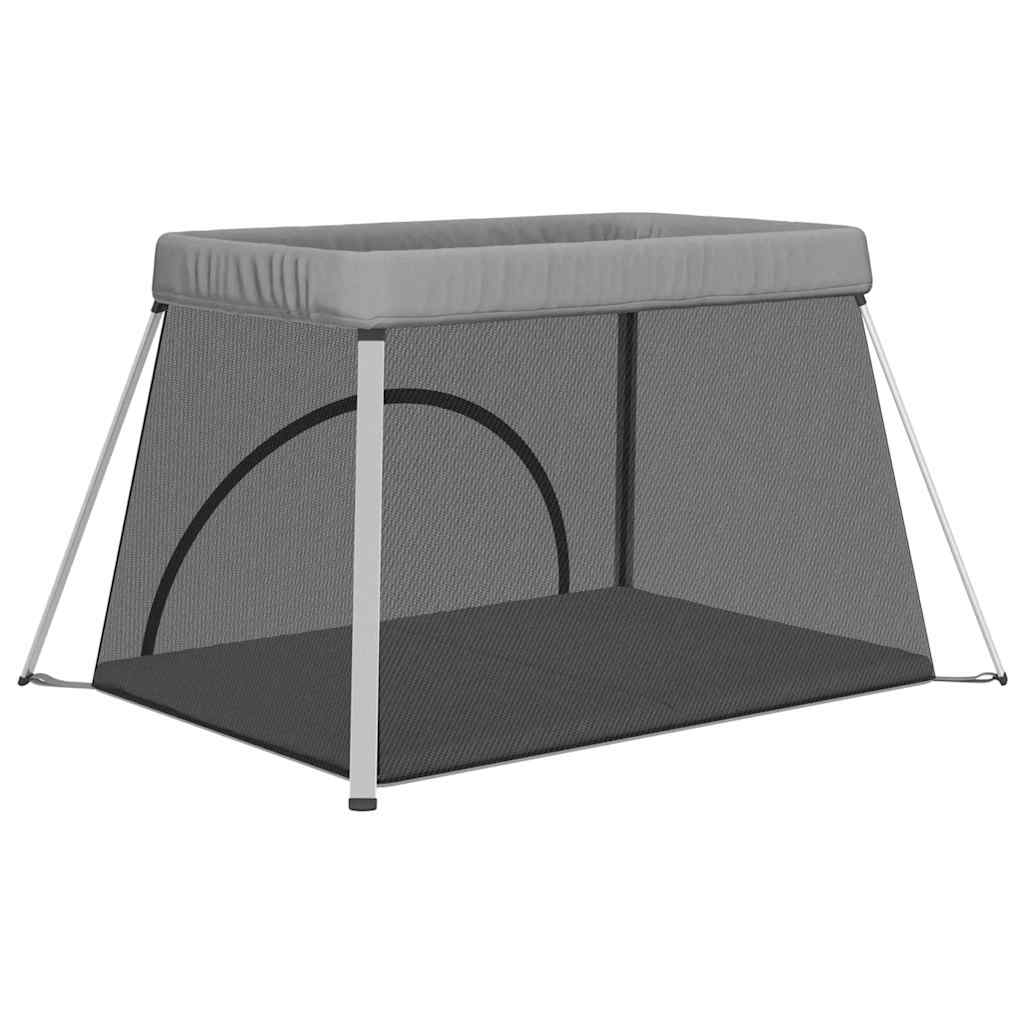 világosszürke vászonszövet babajáróka matraccal