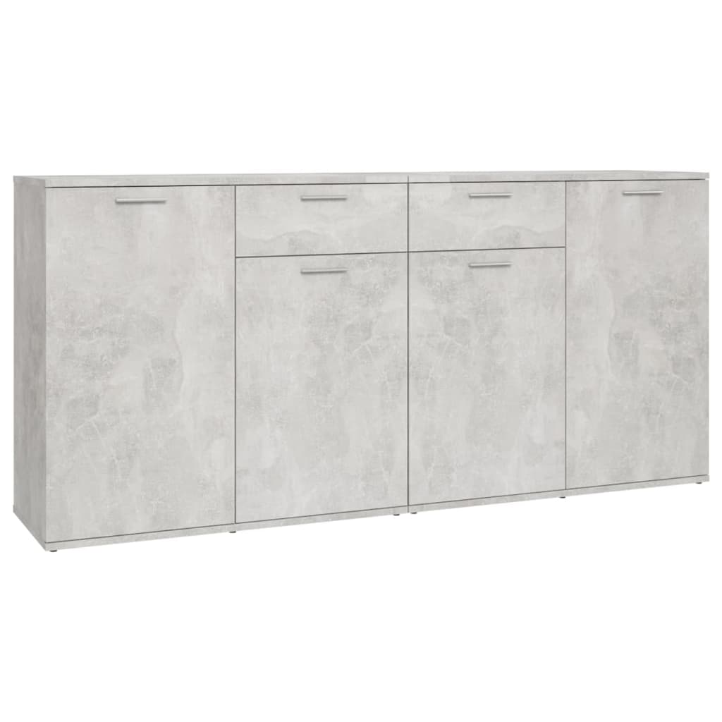 betonszürke szerelt fa tálalószekrény 160 x 36 x 75 cm