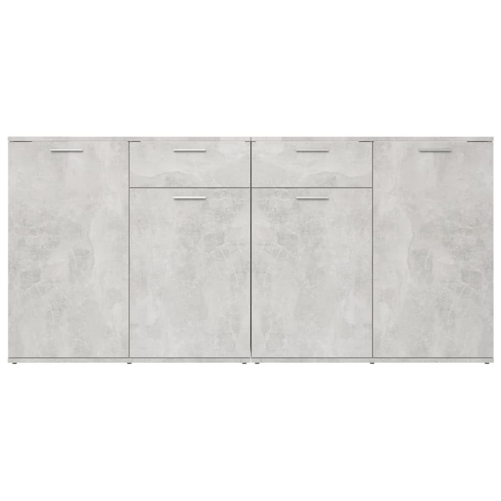 betonszürke szerelt fa tálalószekrény 160 x 36 x 75 cm