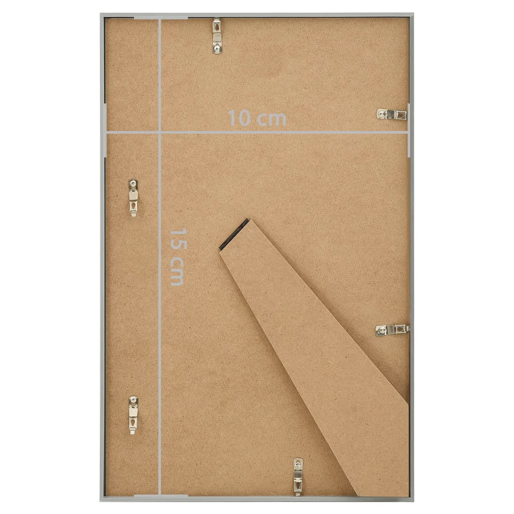 10 db ezüstszínű MDF asztali fényképkeret 10 x 15 cm