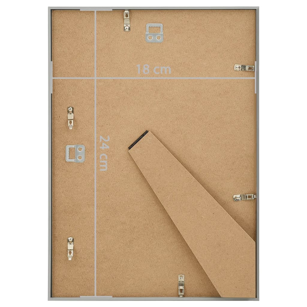 10 db ezüstszínű MDF fali/asztali fényképkeret 18 x 24 cm