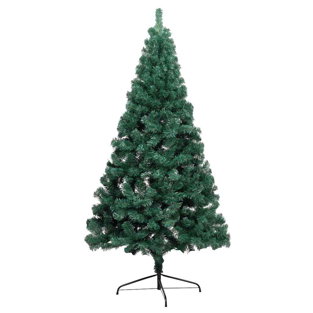 zöld megvilágított fél műkarácsonyfa gömb szettel 120 cm