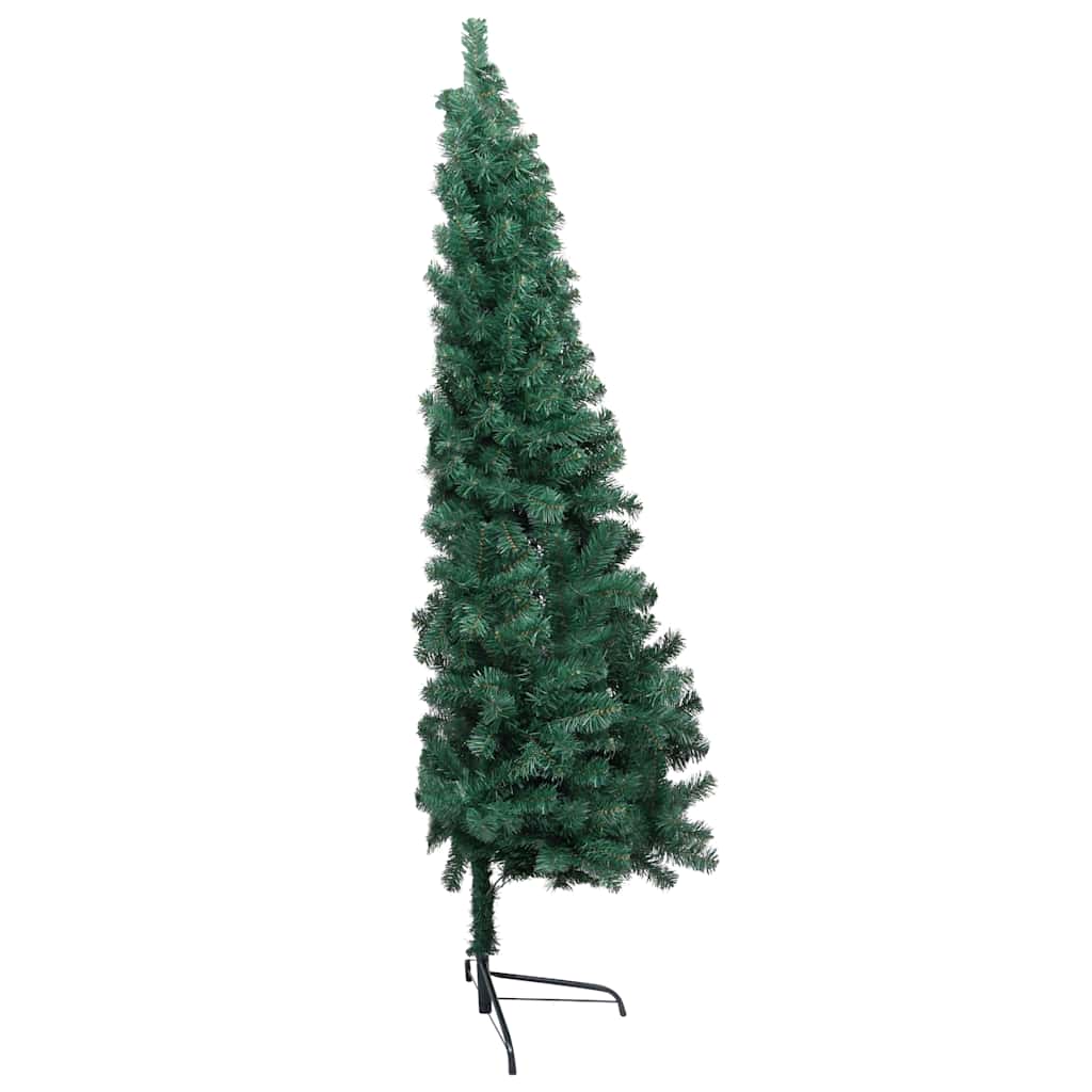 zöld megvilágított fél műkarácsonyfa gömb szettel 120 cm