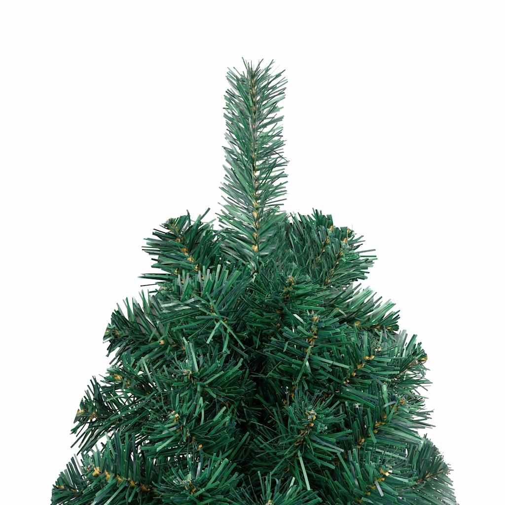 zöld megvilágított fél műkarácsonyfa gömb szettel 120 cm