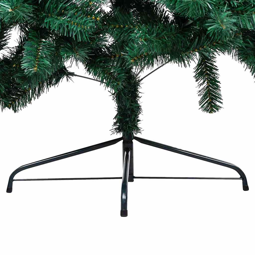 zöld megvilágított fél műkarácsonyfa gömb szettel 120 cm