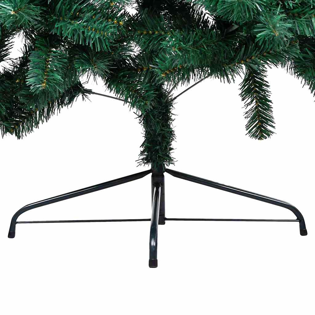 zöld megvilágított fél műkarácsonyfa gömb szettel 150 cm