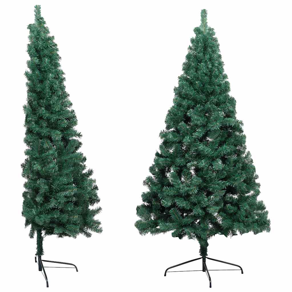 zöld megvilágított fél műkarácsonyfa gömb szettel 240 cm