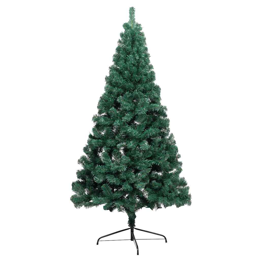 zöld megvilágított fél műkarácsonyfa gömb szettel 240 cm