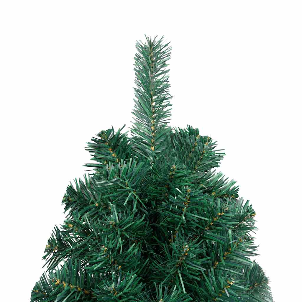 zöld megvilágított fél műkarácsonyfa gömb szettel 240 cm
