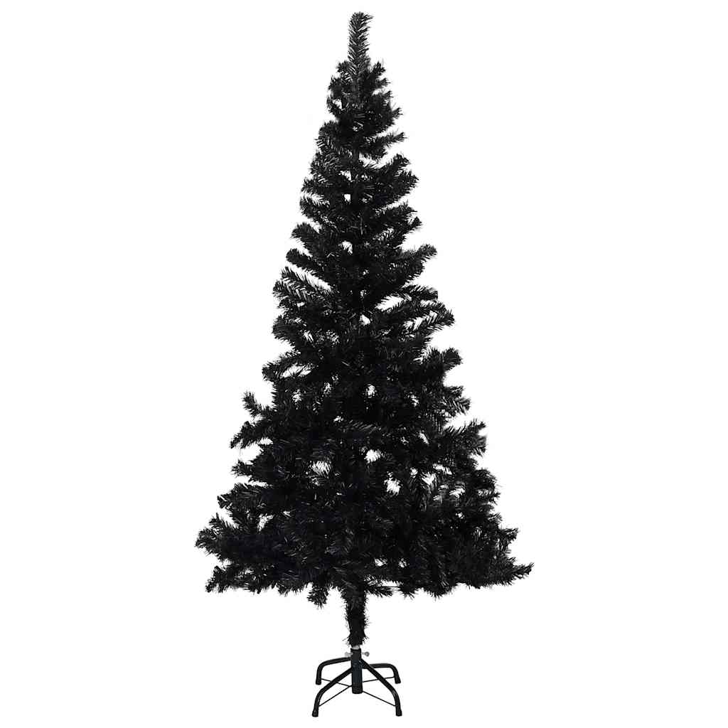 fekete PVC megvilágított műkarácsonyfa gömb szettel 120 cm