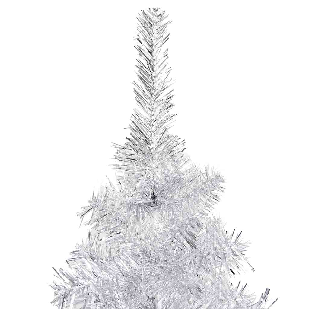 ezüstszínű PET megvilágított műkarácsonyfa gömb szettel 240 cm