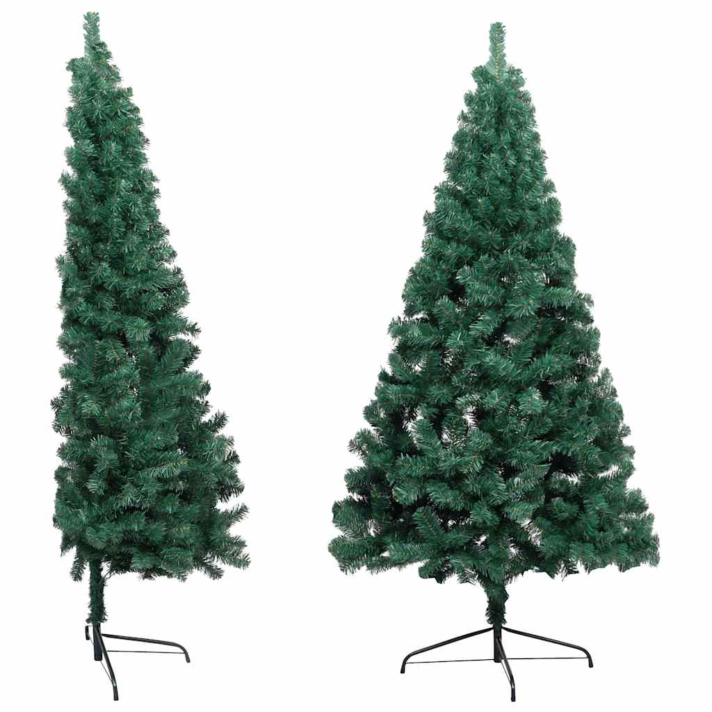zöld megvilágított fél műkarácsonyfa gömb szettel 150 cm