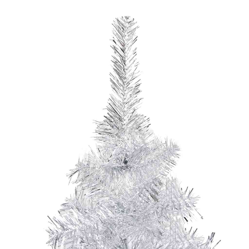 ezüstszínű PET megvilágított műkarácsonyfa gömb szettel 150 cm