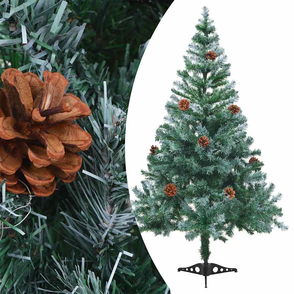 zúzmarás megvilágított karácsonyfa gömb szettel/tobozzal 150 cm
