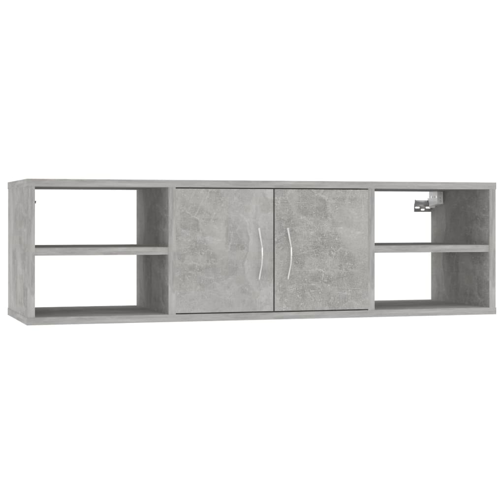 betonszürke szerelt fa fali polc 102 x 30 x 29 cm
