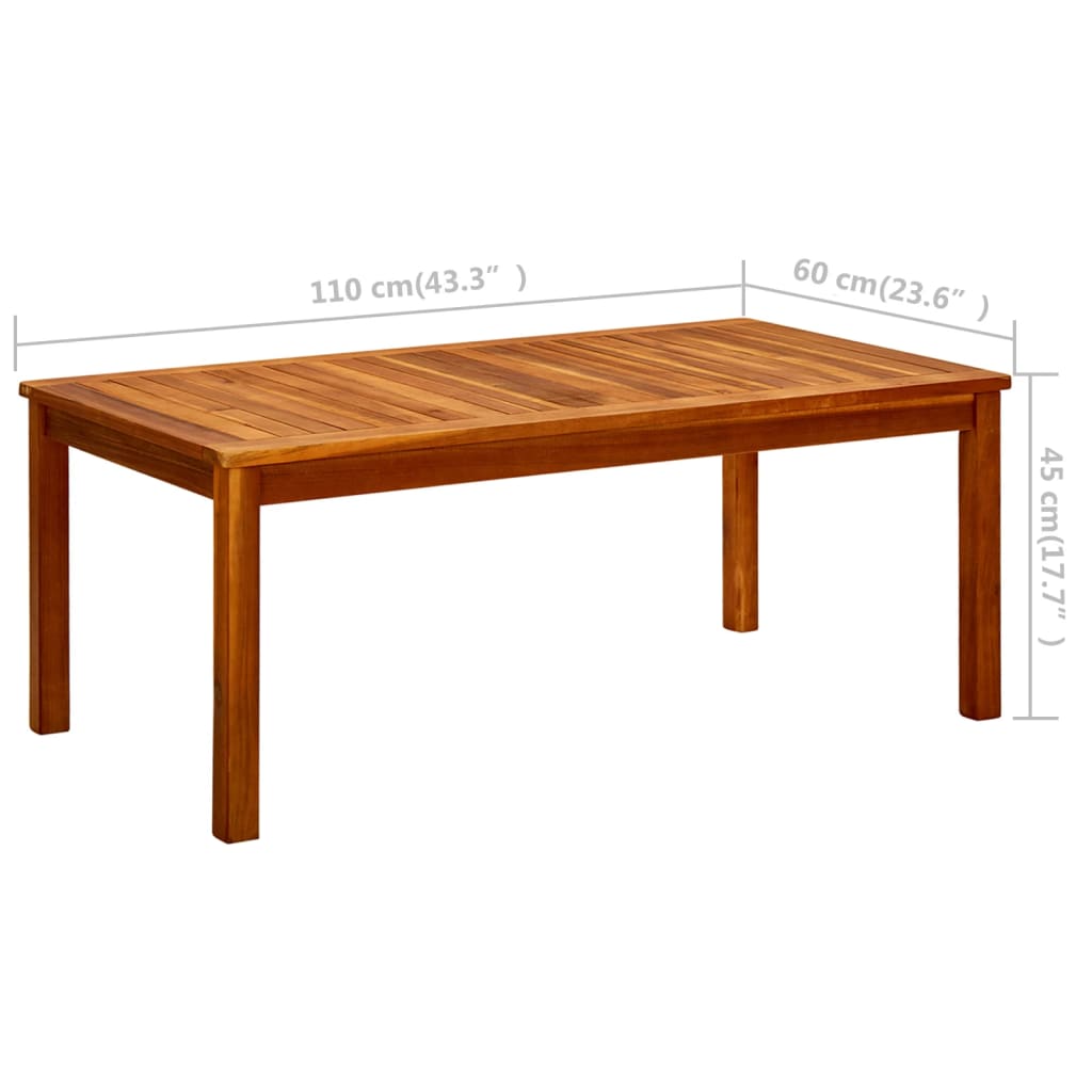 tömör akácfa kerti dohányzóasztal 110 x 60 x 45 cm