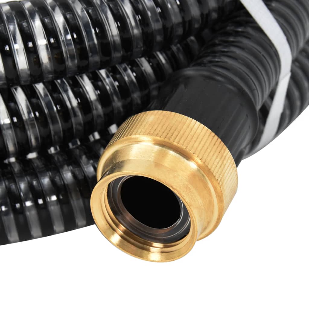 fekete PVC szívótömlő sárgaréz csatlakozókkal 1,1" 7 m