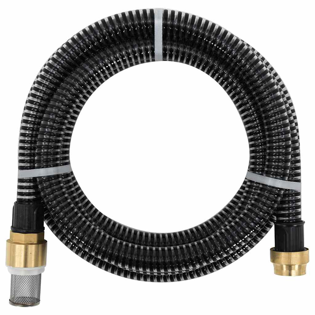 fekete PVC szívótömlő sárgaréz csatlakozókkal 1,1" 10 m