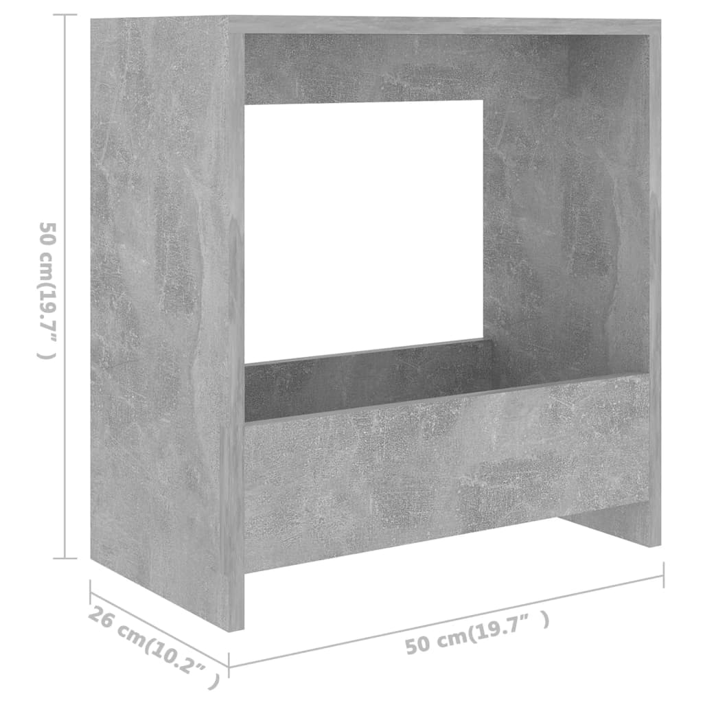 betonszürke forgácslap kisasztal 50 x 26 x 50 cm