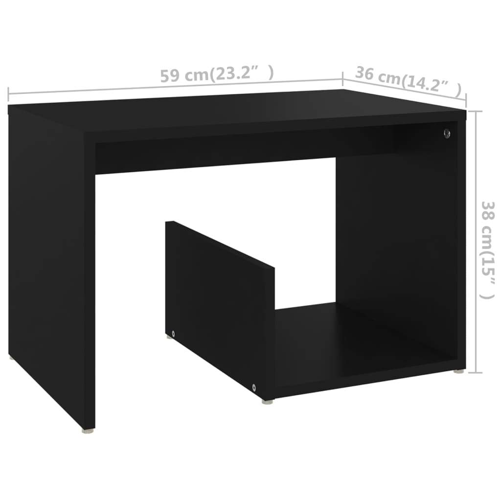 fekete forgácslap kisasztal 59 x 36 x 38 cm