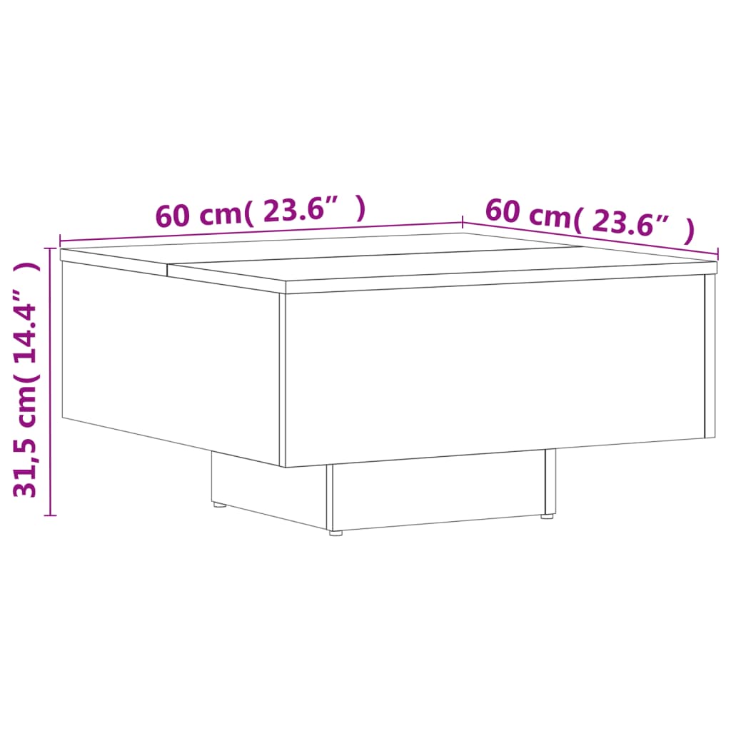 betonszürke szerelt fa dohányzóasztal 60 x 60 x 31,5 cm