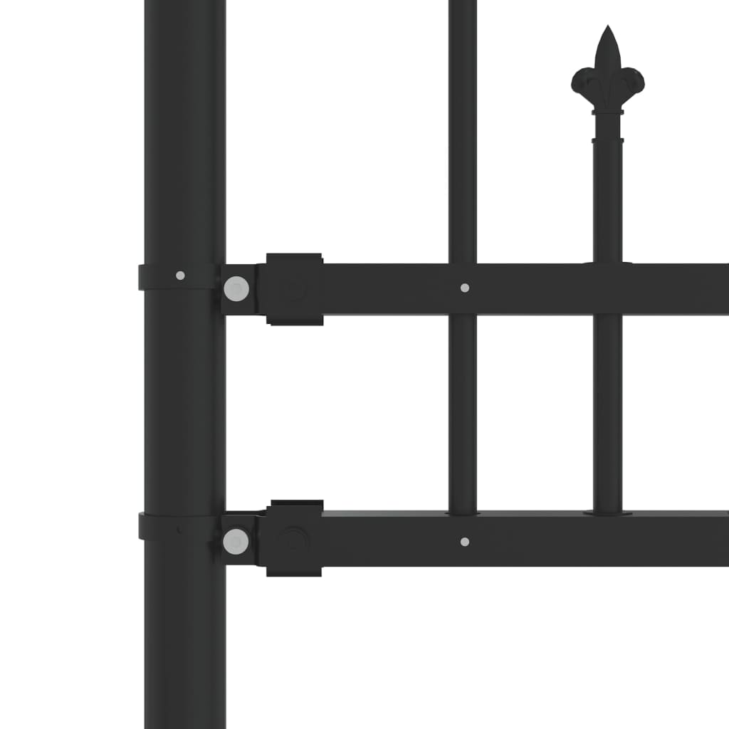 fekete porszórt acél kerti kerítés lándzsás tetejjel 240 x 75 cm