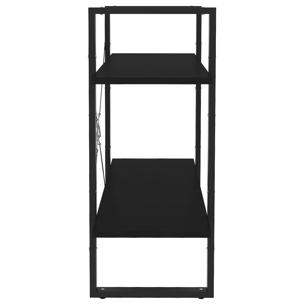 2-szintes fekete szerelt fa könyvszekrény 80 x 30 x 70 cm