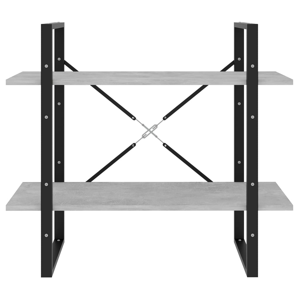 2-szintes betonszürke szerelt fa könyvszekrény 80 x 30 x 70 cm