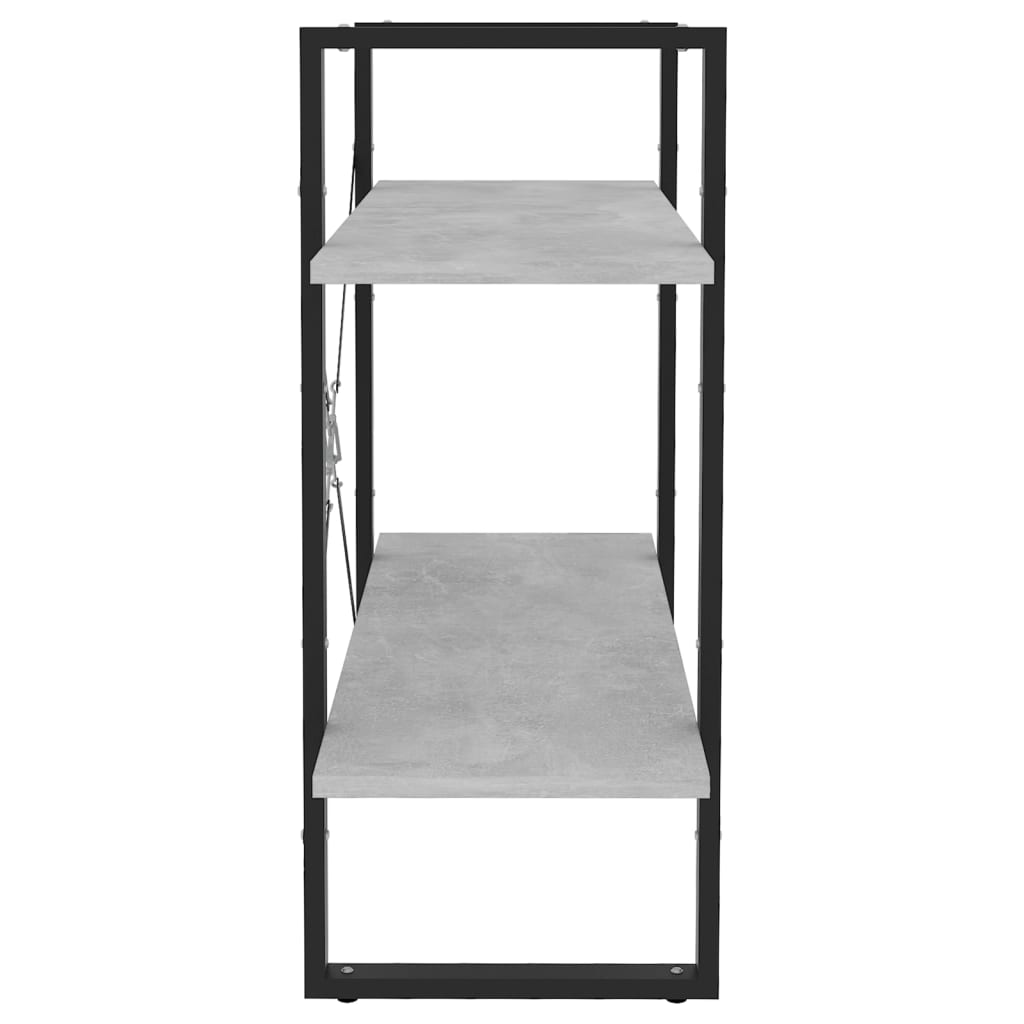 2-szintes betonszürke szerelt fa könyvszekrény 80 x 30 x 70 cm