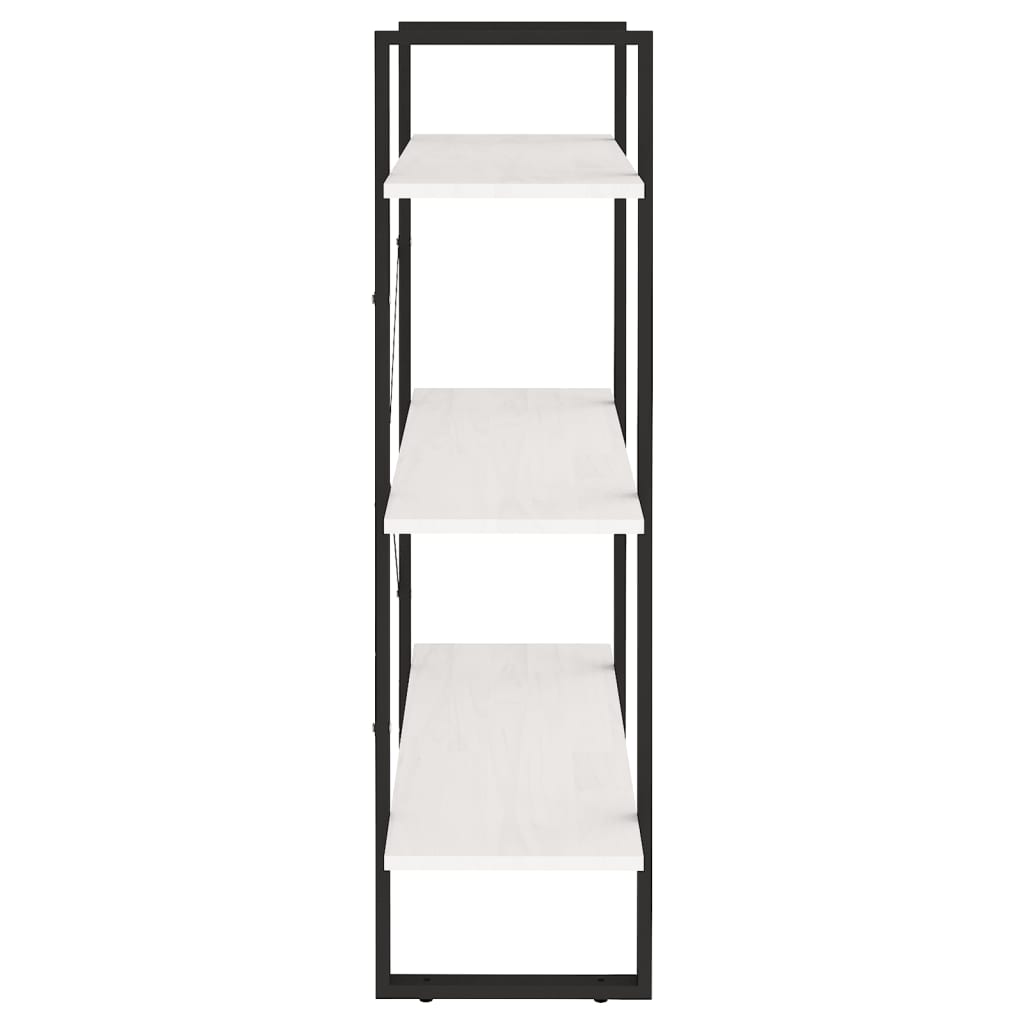 háromszintes fehér tömör fenyőfa könyvszekrény 80 x 30 x 105 cm