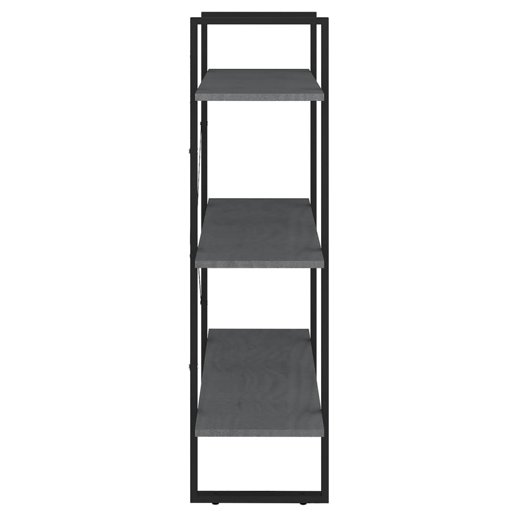 háromszintes szürke tömör fenyőfa könyvszekrény 80x30x105 cm