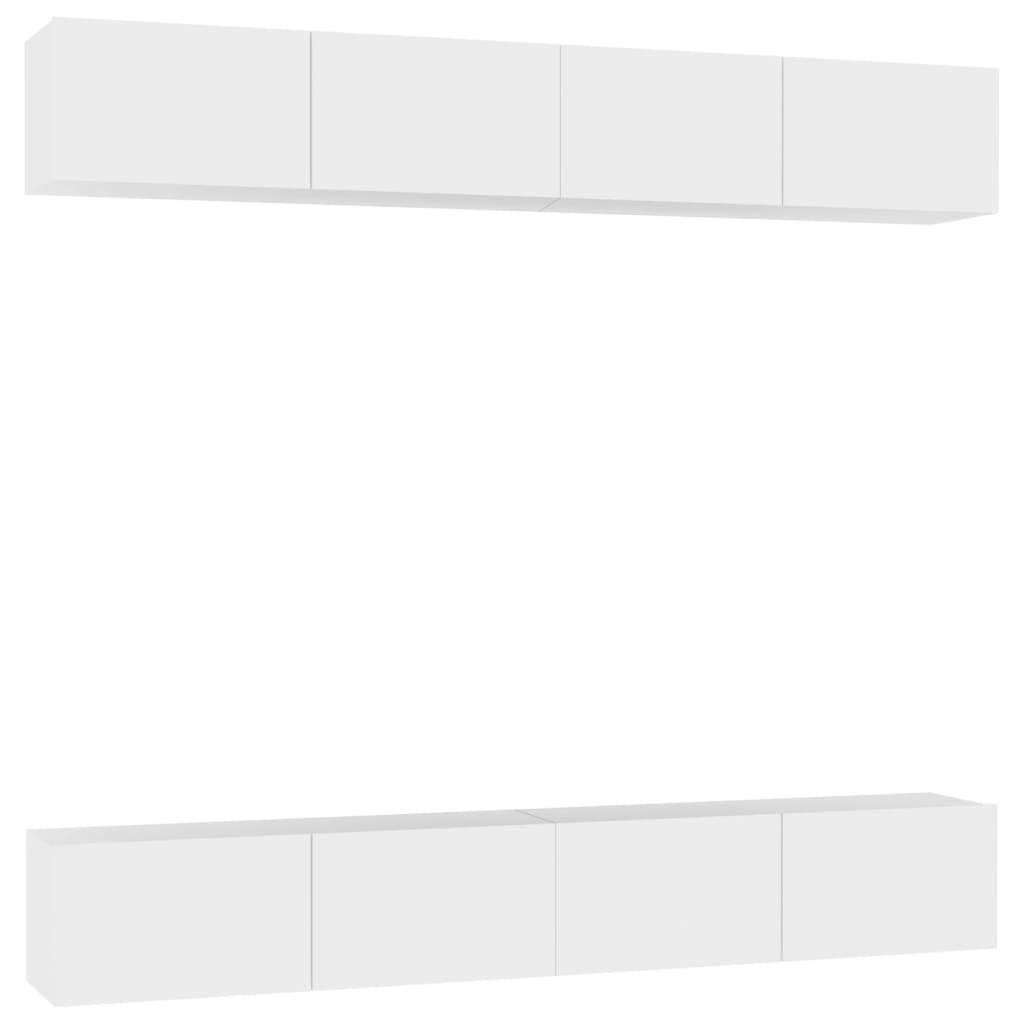 4 db fehér szerelt fa TV-szekrény 100 x 30 x 30 cm