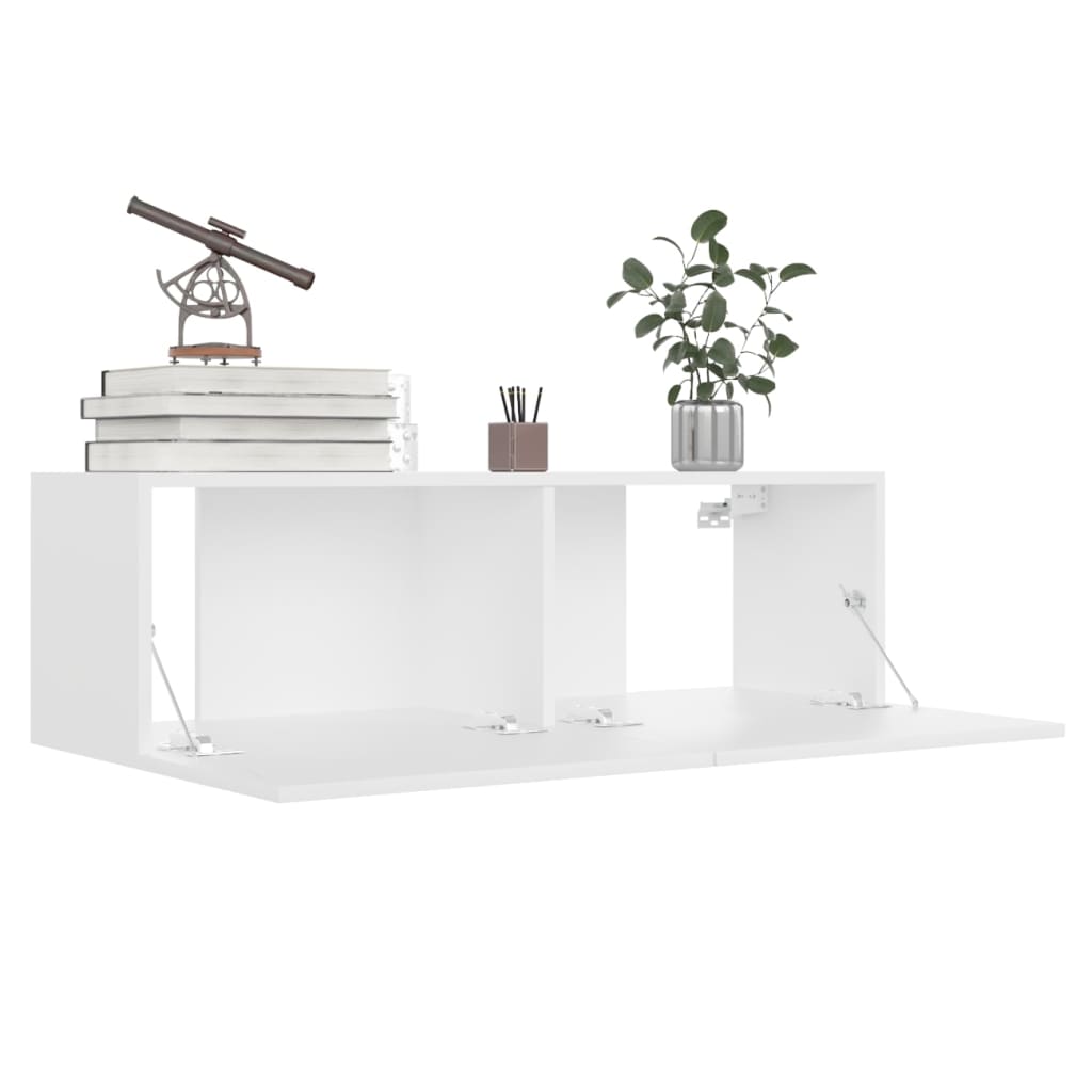 4 db fehér szerelt fa TV-szekrény 100 x 30 x 30 cm
