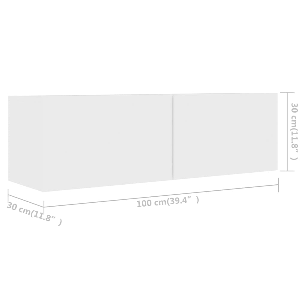 4 db fehér szerelt fa TV-szekrény 100 x 30 x 30 cm