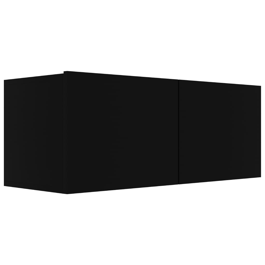 4 db fekete szerelt fa TV-szekrény 80 x 30 x 30 cm
