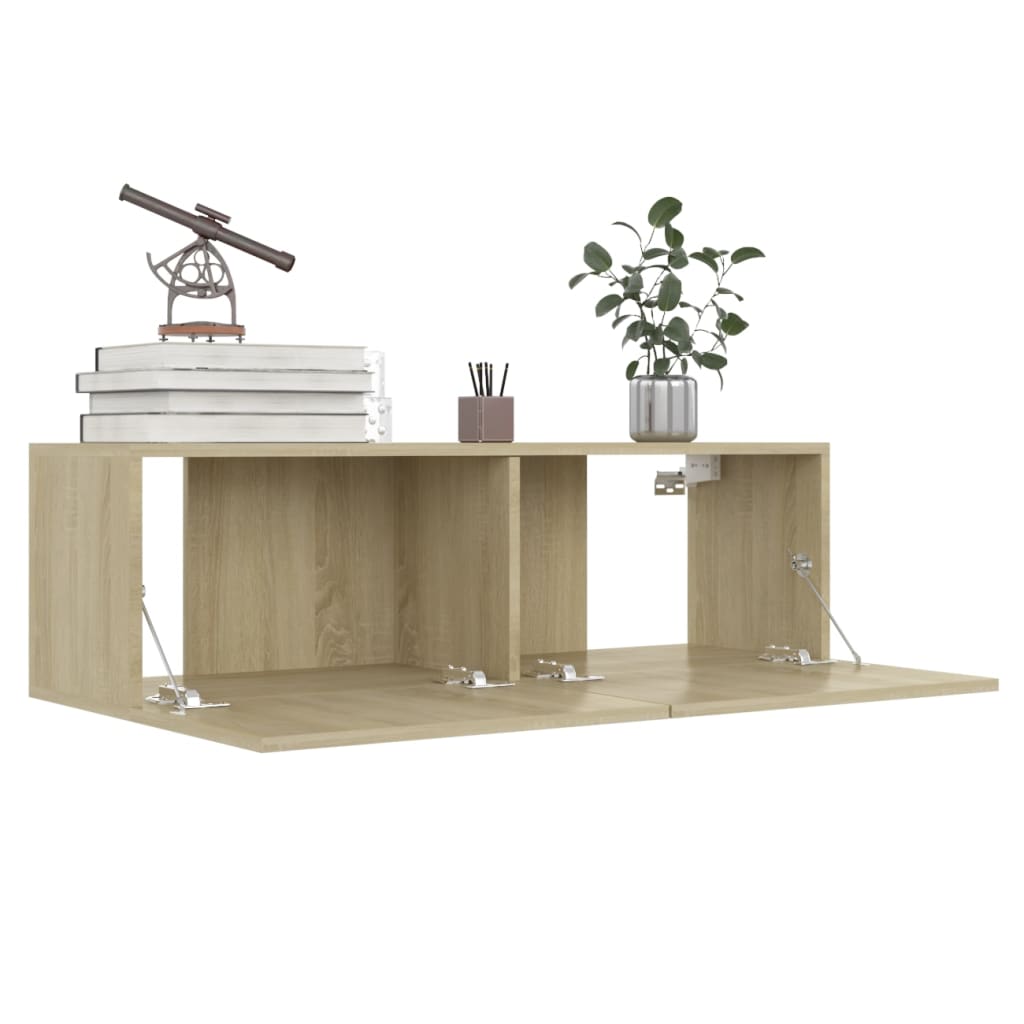 4 db sonoma tölgy színű szerelt fa TV-szekrény 100 x 30 x 30 cm