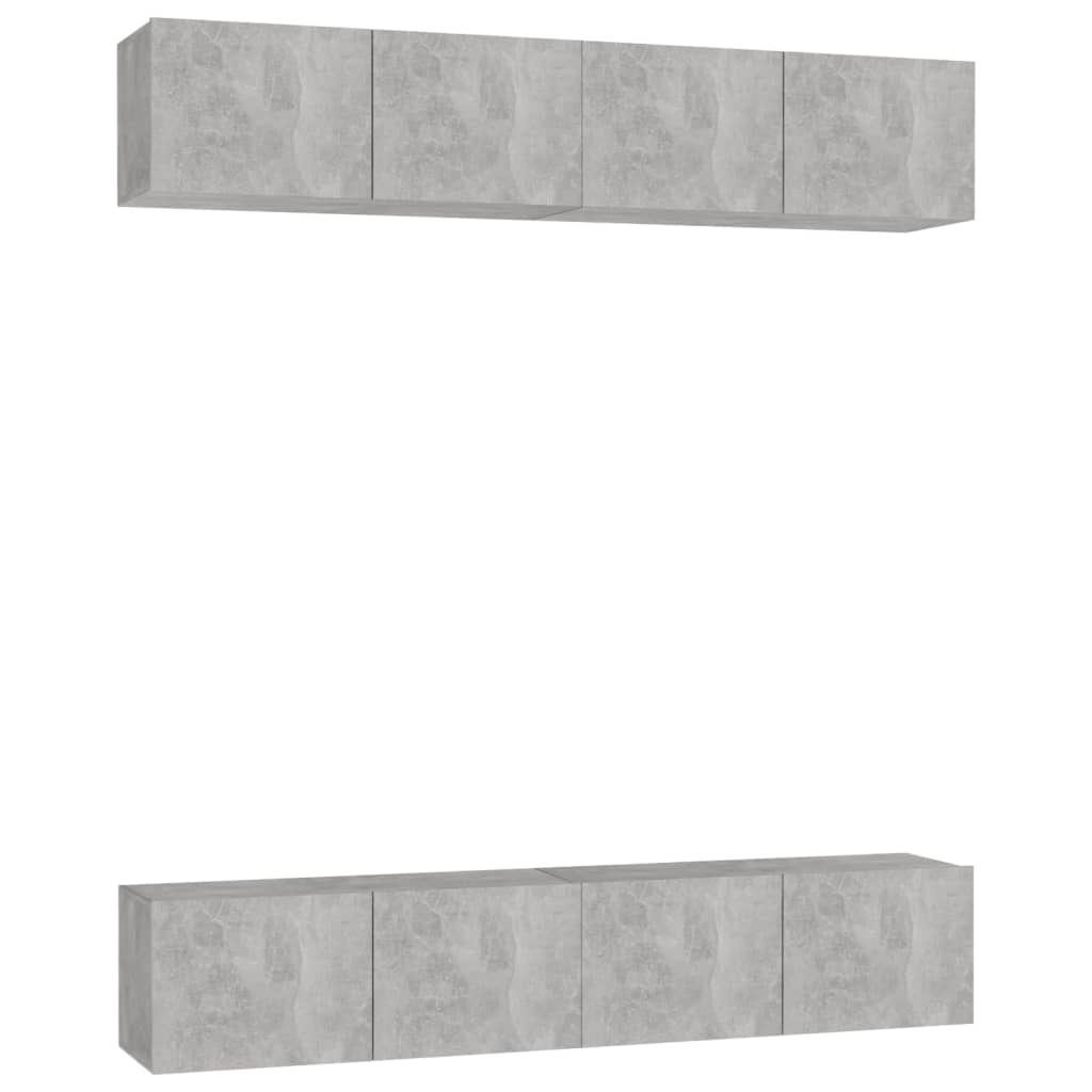 4 db betonszürke szerelt fa TV-szekrény 80 x 30 x 30 cm