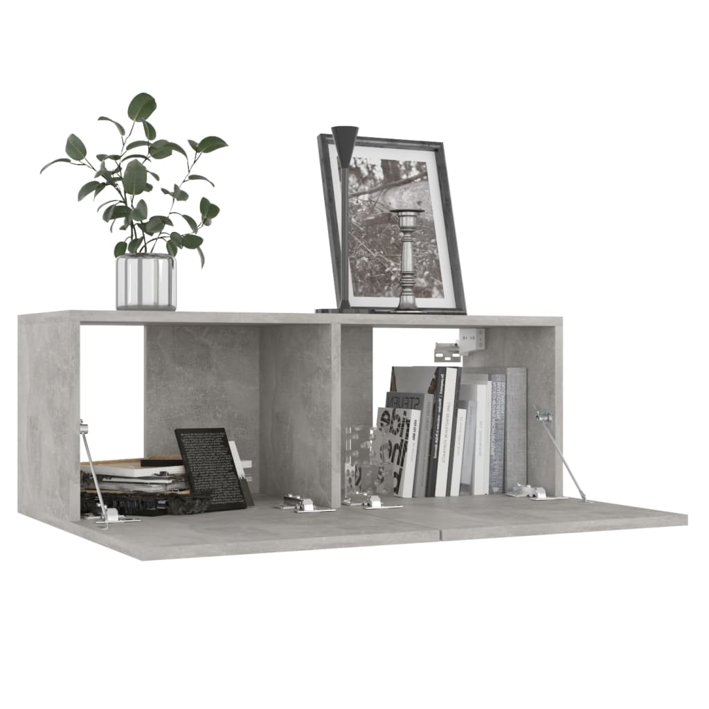4 db betonszürke szerelt fa TV-szekrény 80 x 30 x 30 cm