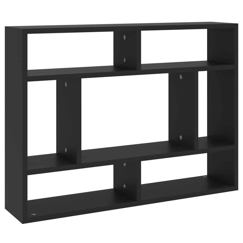 fekete szerelt fa fali polc 75 x 16 x 55 cm