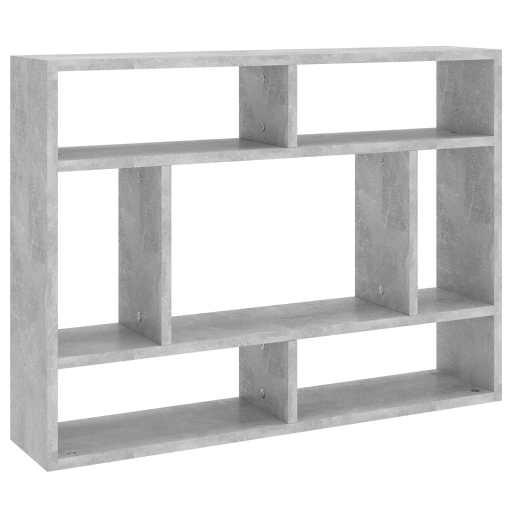 betonszürke szerelt fa fali polc 75 x 16 x 55 cm
