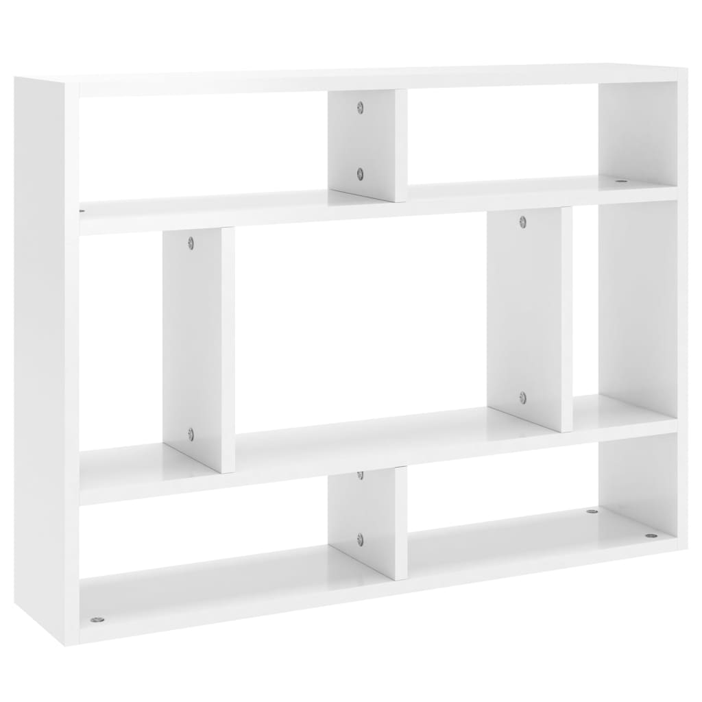 magasfényű fehér szerelt fa fali polc 75 x 16 x 55 cm