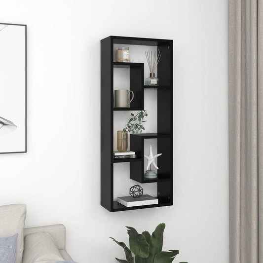 fekete szerelt fa fali polc 36 x 16 x 90 cm