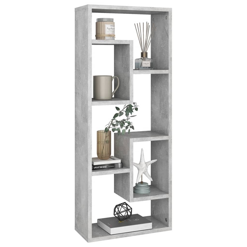 betonszürke szerelt fa fali polc 36 x 16 x 90 cm