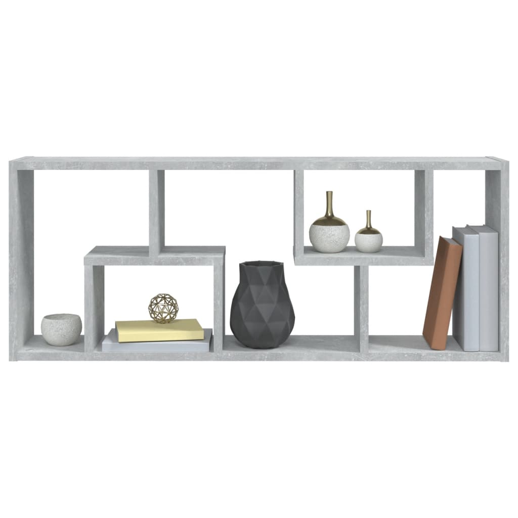 betonszürke szerelt fa fali polc 36 x 16 x 90 cm